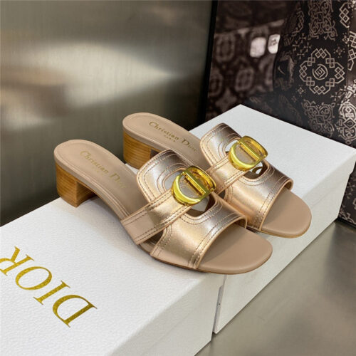 High Quality Luxury Dior Cd Letter Metal Logo Flat Hollow Sandals – Style 18822