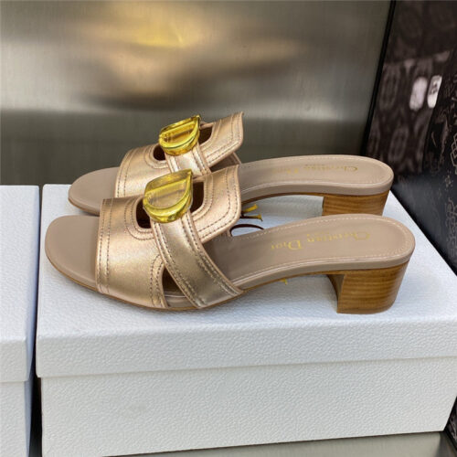 High Quality Luxury Dior Cd Letter Metal Logo Flat Hollow Sandals – Style 18822 product detail