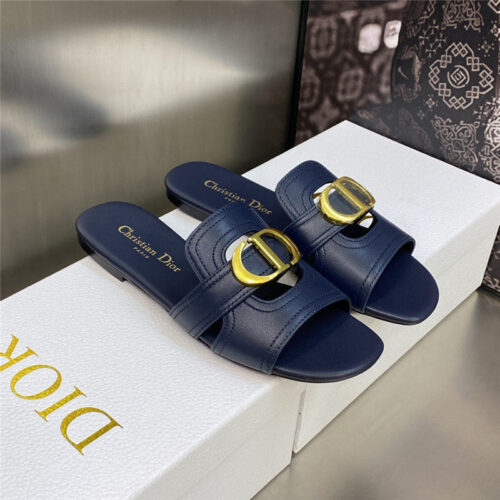 High Quality Luxury Dior Cd Letter Metal Logo Flat Hollow Sandals – Style 65158