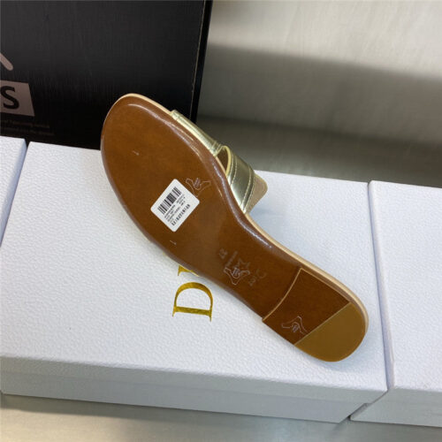 High Quality Luxury Dior Cd Letter Metal Logo Flat Hollow Sandals product detail