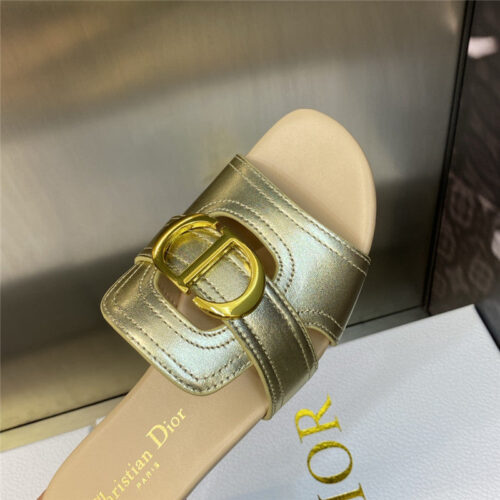 High Quality Luxury Dior Cd Letter Metal Logo Flat Hollow Sandals product detail