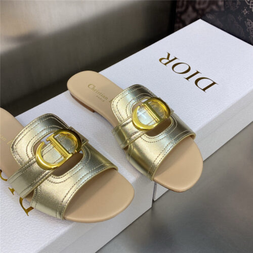 High Quality Luxury Dior Cd Letter Metal Logo Flat Hollow Sandals product detail