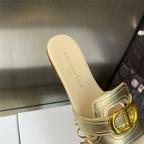 High Quality Luxury Dior Cd Letter Metal Logo Flat Hollow Sandals product detail