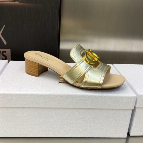 High Quality Luxury Dior Cd Letter Metal Logo Flat Hollow Sandals – Style 12646 product detail