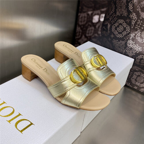 High Quality Luxury Dior Cd Letter Metal Logo Flat Hollow Sandals – Style 12646