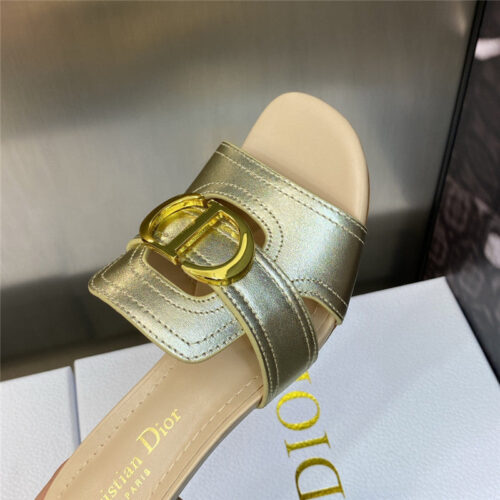 High Quality Luxury Dior Cd Letter Metal Logo Flat Hollow Sandals – Style 12646 product detail