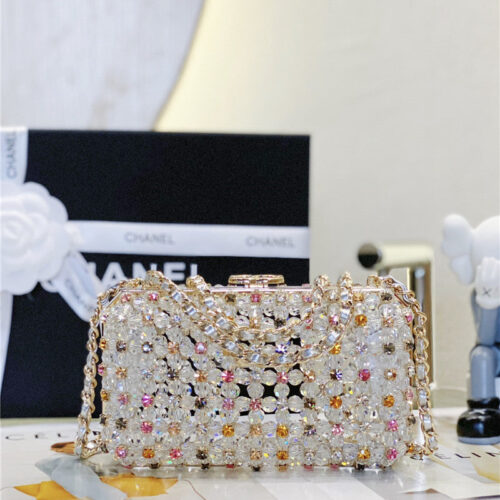 High Quality Luxury Chanel Glass Pearl Gem Evening Bag