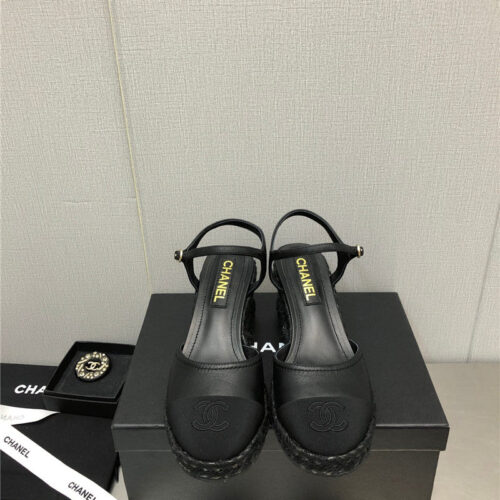 High Quality Luxury Chanel Mary Jane Hollow Wedge Sandals – Style 37350 product detail