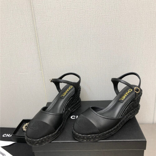 High Quality Luxury Chanel Mary Jane Hollow Wedge Sandals – Style 37350 product detail