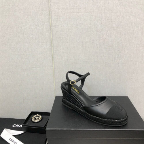 High Quality Luxury Chanel Mary Jane Hollow Wedge Sandals – Style 37350 product detail