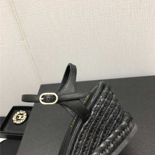 High Quality Luxury Chanel Mary Jane Hollow Wedge Sandals – Style 37350 product detail