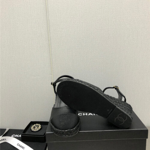 High Quality Luxury Chanel Mary Jane Hollow Wedge Sandals – Style 37350 product detail