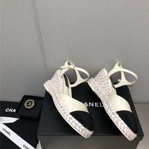 High Quality Luxury Chanel Mary Jane Hollow Wedge Sandals – Style 42438 product detail