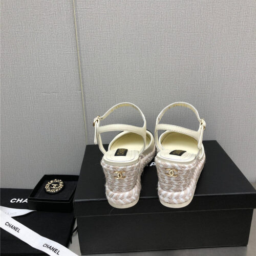 High Quality Luxury Chanel Mary Jane Hollow Wedge Sandals – Style 42438 product detail