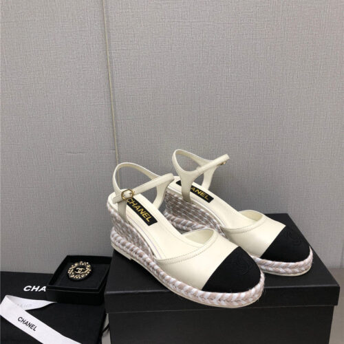 High Quality Luxury Chanel Mary Jane Hollow Wedge Sandals – Style 42438