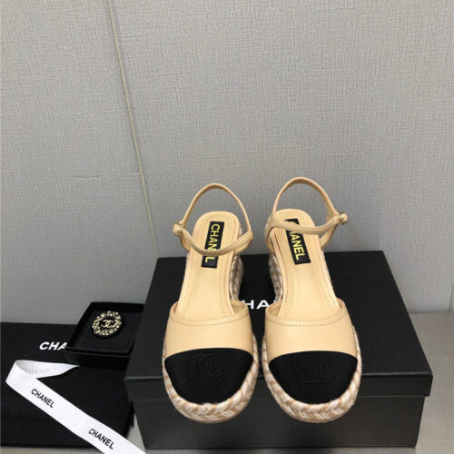 High Quality Luxury Chanel Mary Jane Hollow Wedge Sandals product detail