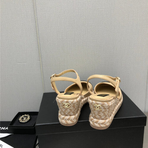 High Quality Luxury Chanel Mary Jane Hollow Wedge Sandals product detail