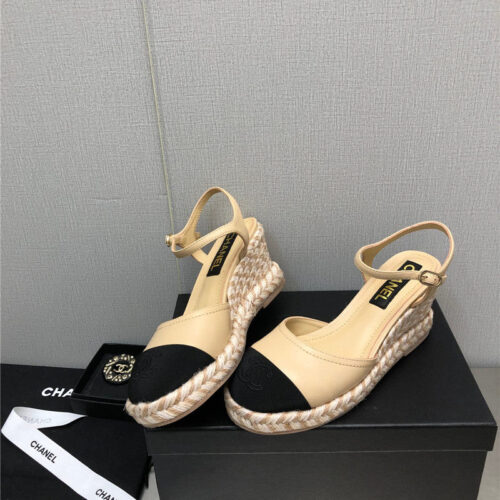 High Quality Luxury Chanel Mary Jane Hollow Wedge Sandals product detail