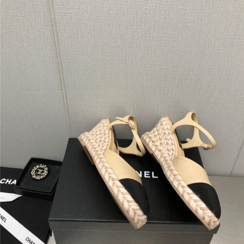 High Quality Luxury Chanel Mary Jane Hollow Wedge Sandals product detail