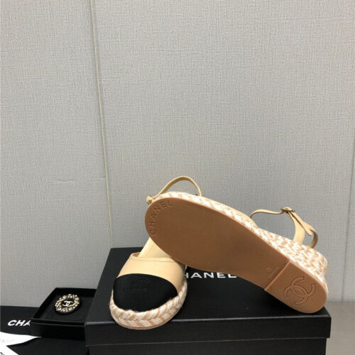 High Quality Luxury Chanel Mary Jane Hollow Wedge Sandals product detail