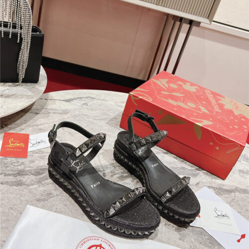 High Quality Luxury Christian Louboutin Wedge Sandals – Style 74356