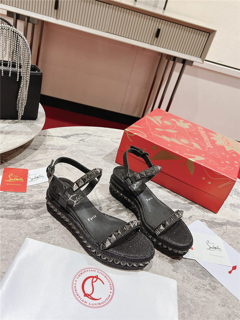 High Quality Luxury Christian Louboutin Wedge Sandals – Style 74356