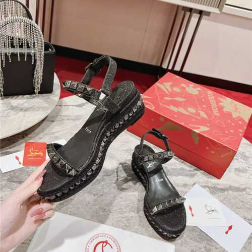 High Quality Luxury Christian Louboutin Wedge Sandals – Style 74356 alternate view