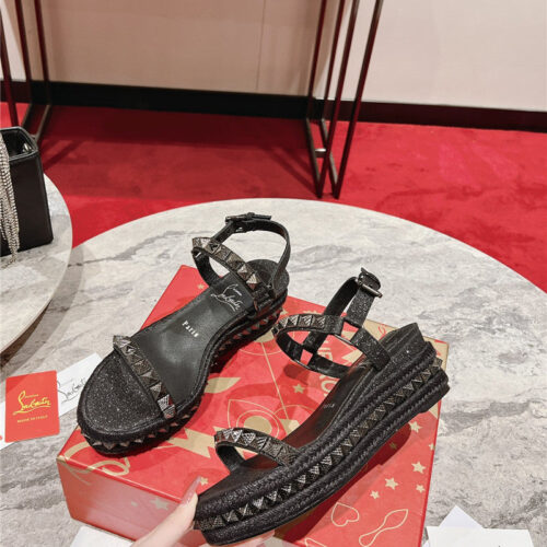 High Quality Luxury Christian Louboutin Wedge Sandals – Style 74356 product detail