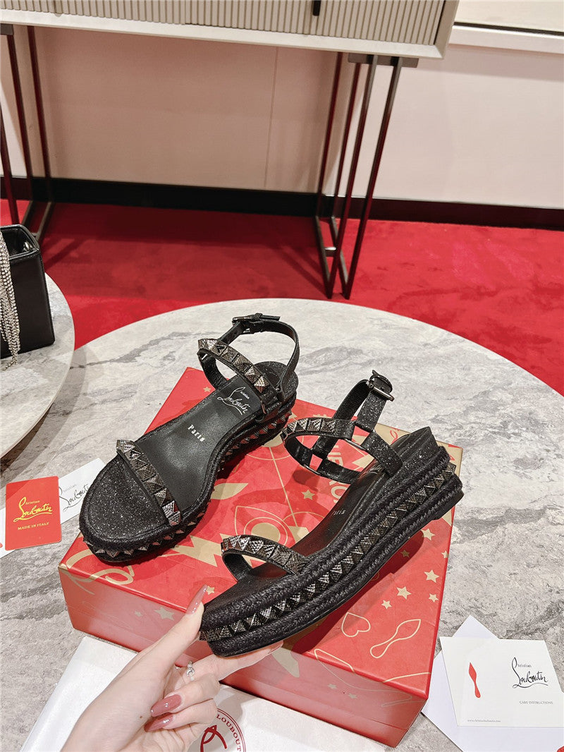 High Quality Luxury Christian Louboutin Wedge Sandals – Style 74356 product detail