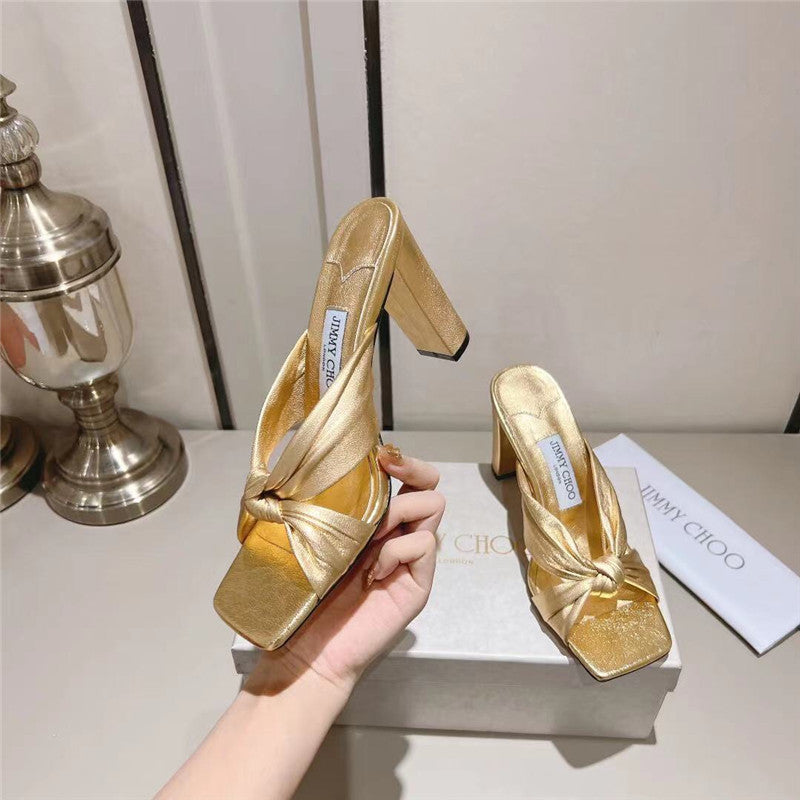 High Quality Luxury Jimmy Choo Block Heel Square Toe Pumps product detail