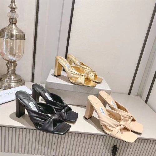 High Quality Luxury Jimmy Choo Block Heel Square Toe Pumps