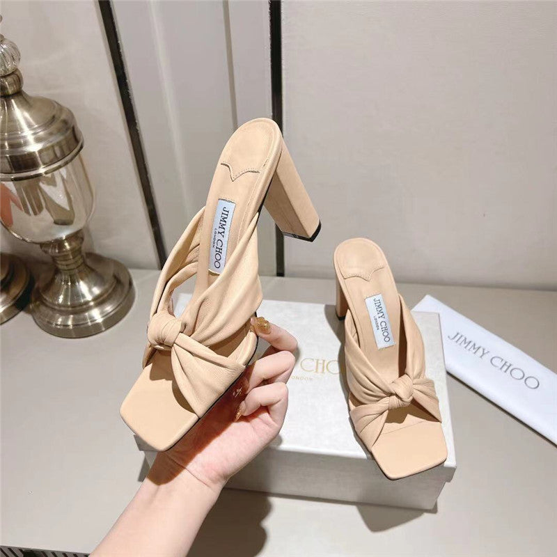 High Quality Luxury Jimmy Choo Block Heel Square Toe Pumps product detail