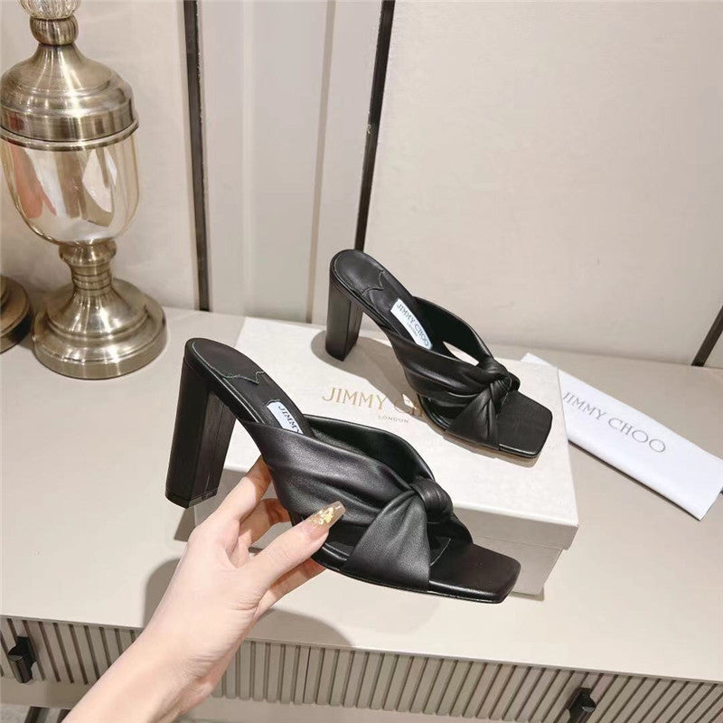 High Quality Luxury Jimmy Choo Block Heel Square Toe Pumps product detail