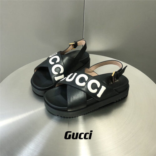High Quality Luxury Gucci Letter Logo Platform Slippers Sandals