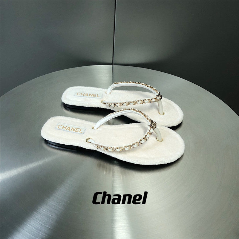 High Quality Luxury Chanel Chain Flip Flops – Style 07878 product detail