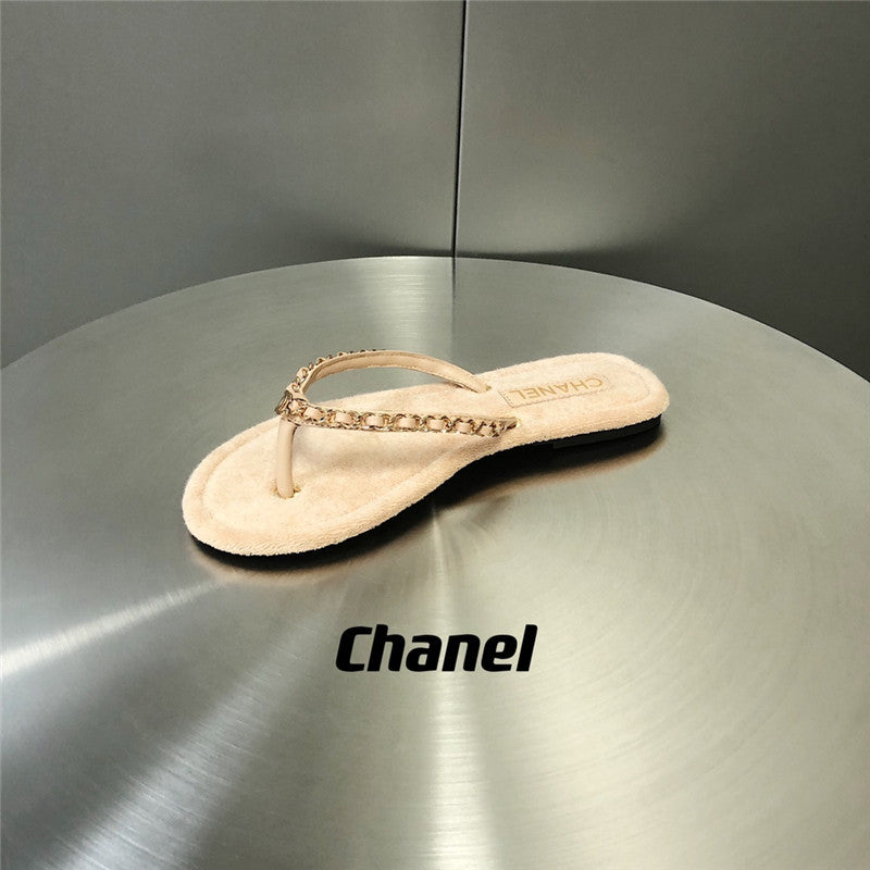 High Quality Luxury Chanel Chain Flip Flops – Style 38950 product detail