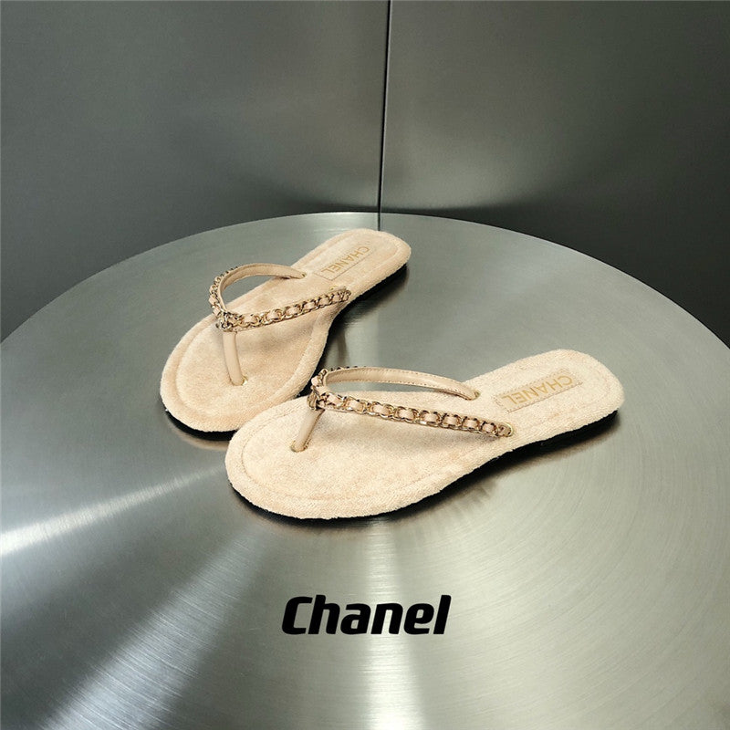High Quality Luxury Chanel Chain Flip Flops – Style 38950 product detail