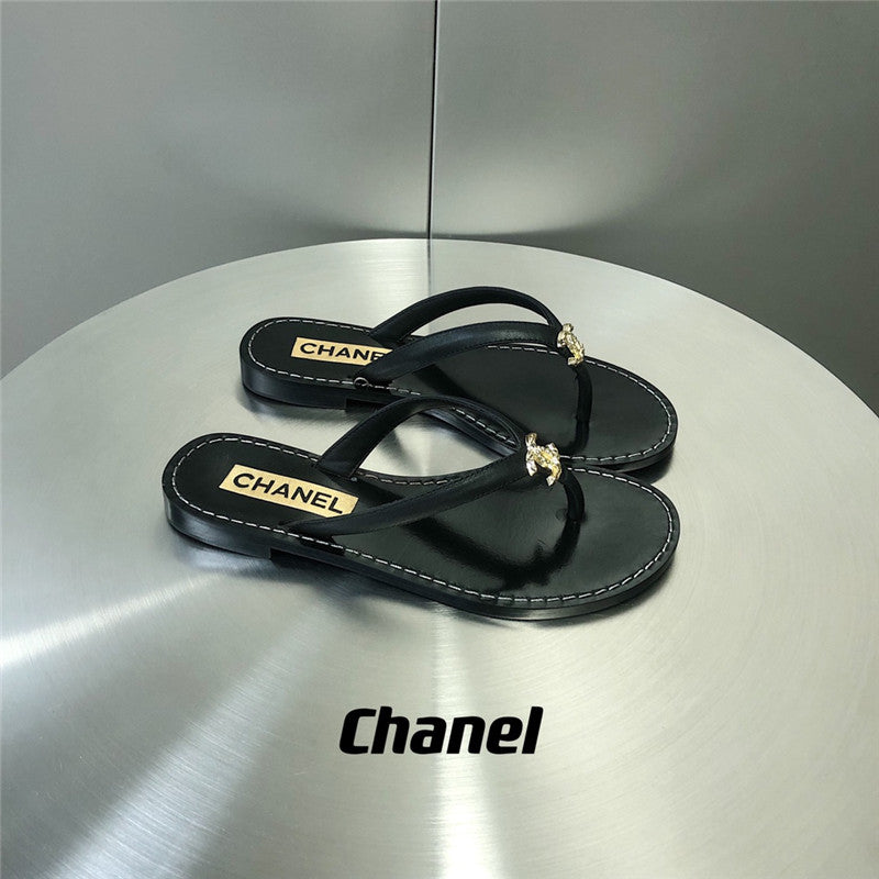 High Quality Luxury Chanel Chain Flip Flops
