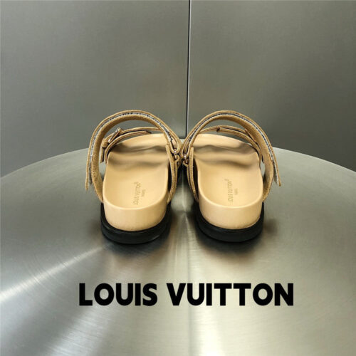 High Quality Luxury Louis Vuitton Metal Buckle Logo Platform Slippers – Style 98563 product detail
