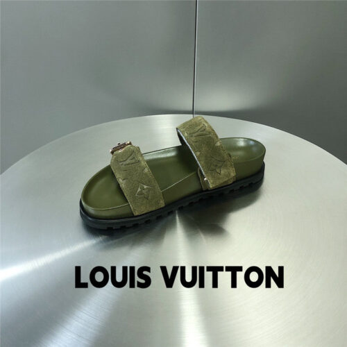 High Quality Luxury Louis Vuitton Metal Buckle Logo Platform Slippers – Style 31331 product detail