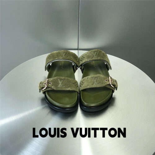 High Quality Luxury Louis Vuitton Metal Buckle Logo Platform Slippers – Style 31331 product detail