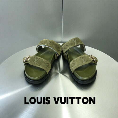 High Quality Luxury Louis Vuitton Metal Buckle Logo Platform Slippers – Style 31331 product detail