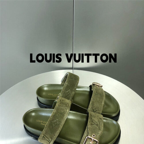 High Quality Luxury Louis Vuitton Metal Buckle Logo Platform Slippers – Style 31331 product detail
