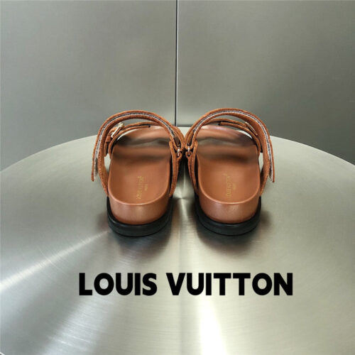 High Quality Luxury Louis Vuitton Metal Buckle Logo Platform Slippers product detail