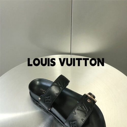 High Quality Luxury Louis Vuitton Metal Buckle Logo Platform Slippers – Style 27939 product detail