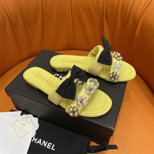 High Quality Luxury Chanel Embroidered Logo Slippers