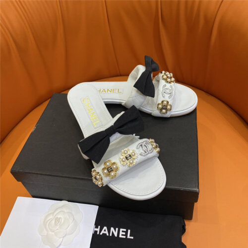 High Quality Luxury Chanel Embroidered Logo Slippers – Style 98214