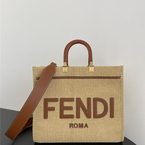 High Quality Luxury Fendi Sunshine Straw Shopping Bag