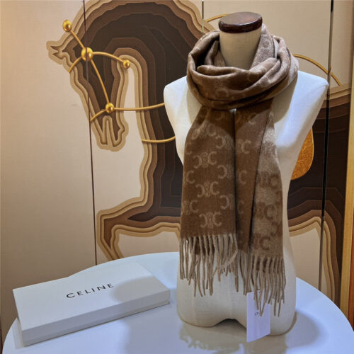 High Quality Luxury Celine Monogrammed Logo Cashmere Scarf – Style 24869 alternate view