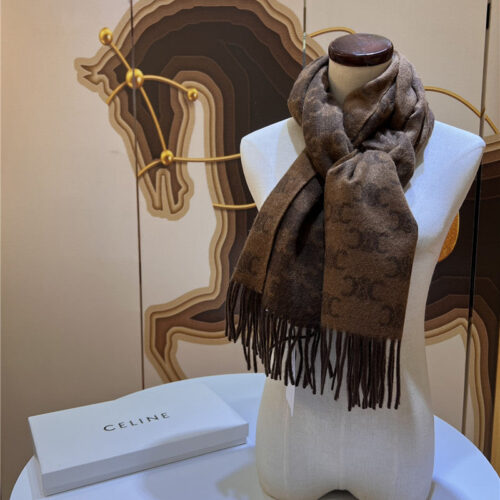 High Quality Luxury Celine Monogrammed Logo Cashmere Scarf – Style 24868 alternate view